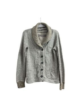 GAP Contrasting Color (Gray & Green) Button Up Cardigan w/ Green Shawl Neckline